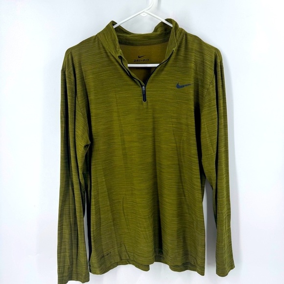 Nike Green and Gold Long Sleeve Tee with Quarter-Zip - Picture 2 of 6